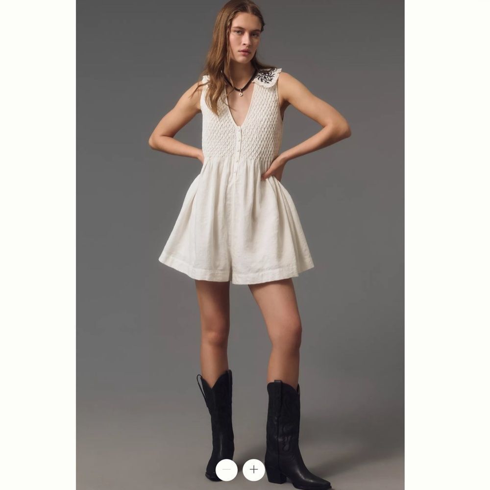 By Anthropologie A-Line Collar Romper - Picture 2 of 4